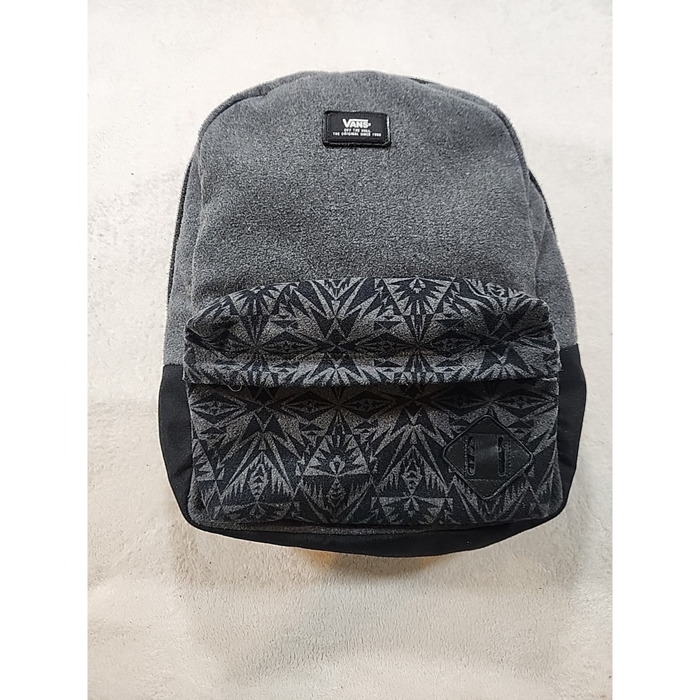 Vans Skater Off The Wall Backpack Gray And Black‎ With Geometric  Pocket Design